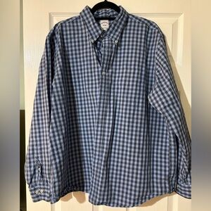 Brooks Brothers Men’s 100% cotton plaid button down shirt EUC